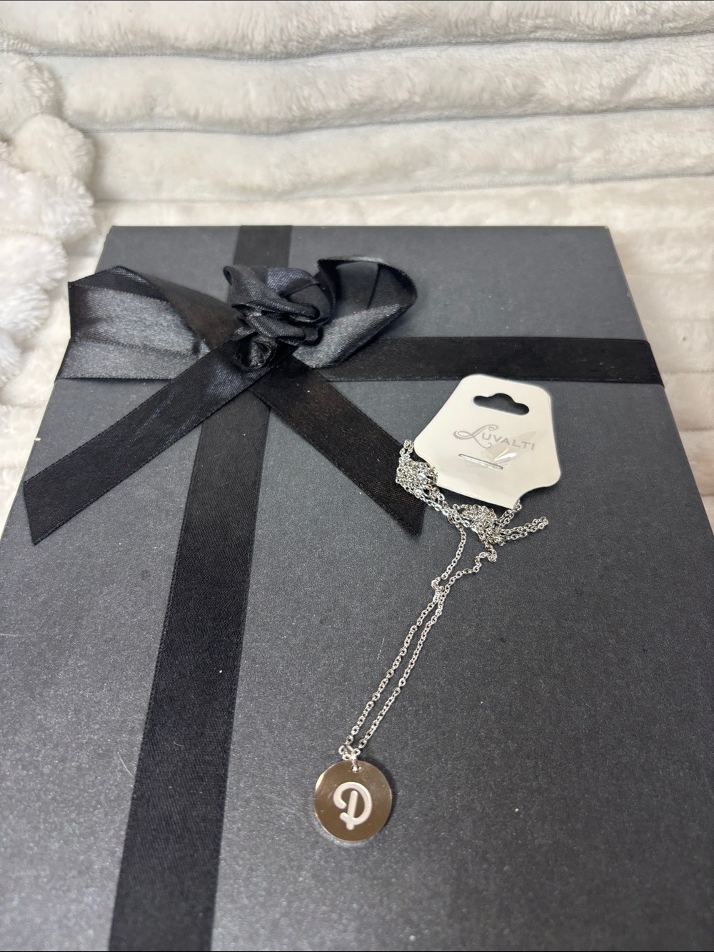 Luvalti Silver Initial 'D” Disc Necklace NWT